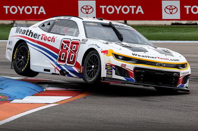 Shane van Gisbergen in the #88 Trackhouse Racing Chevrolet Camaro at Charlotte Motor Speedway.
