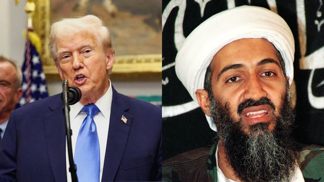 Donald Trump (L) and Osama Bin Laden (R).