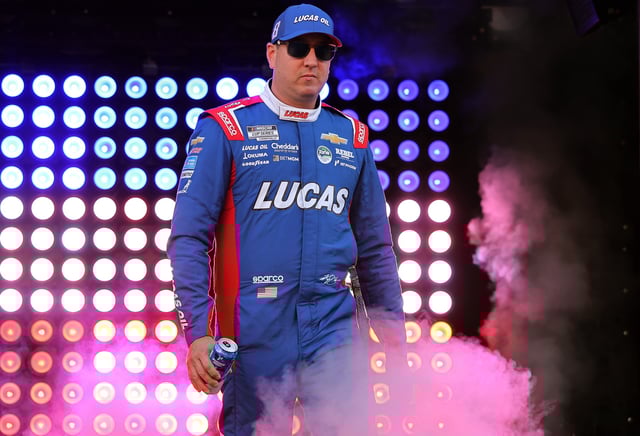 BRISTOL, TENNESSEE - SEPTEMBER 13: Kyle Busch, driver of the #8 Lucas Oil Chevrolet, walks onstage during driver intros prior to the NASCAR Cup Series Bass Pro Shops Night Race at Bristol Motor Speedway on September 13, 2025 in Bristol, Tennessee. (Photo by Jonathan Bachman/Getty Images)