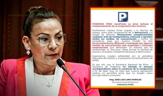Congresista Kira Alcarraz será investigada por Podemos Perú tras agresión verbal a periodista