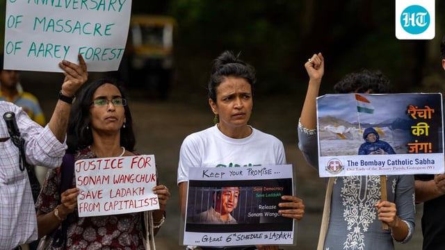 Nature lovers gather at Aarey Colony, Mumbai, to mark six years since the night the trees were felled. The gathering also expresses solidarity with Sonam Wangchuk and all defenders of the environment.