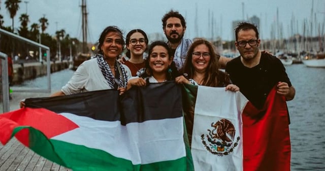 Mexicanos que viajaban en la Gobal Sumud Flotilla. Foto: Instagram Arlín Medrano