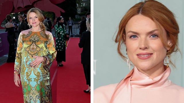 Actress Erin Richards at the BAFTA Cymru Awards in October 2025, left. Right, at The Crown red carpet in 2022.
