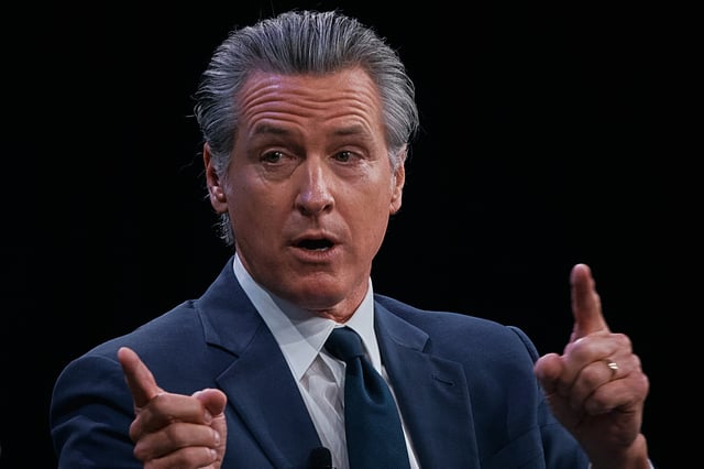 Governor of California Gavin Newsom speaks during the Clinton Global Initiative on Wednesday, Sept. 24, 2025, in New York. (AP Photo/Andres Kudacki)