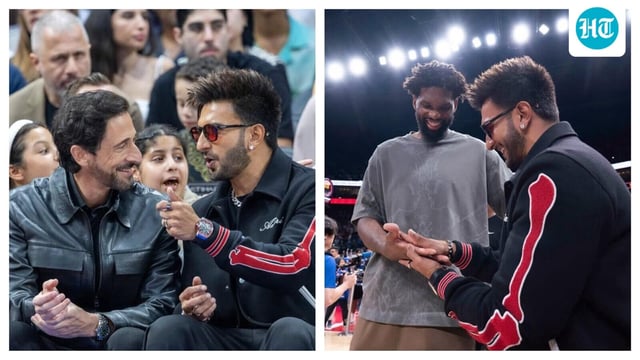 Ranveer Singh attends NBA Pre-Season Game in Abu Dhabi, mingling with celebrities like actor Adrien Brody and NBA star Joel Embiid