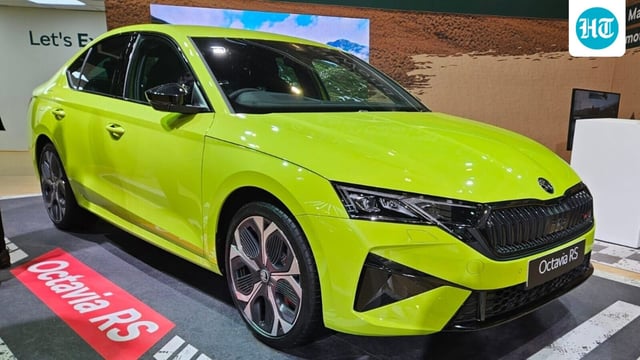 The Skoda Octavia RS unveiled at Auto Expo 2025, features a 2.0-litre turbo-petrol engine with a DSG gearbox. 