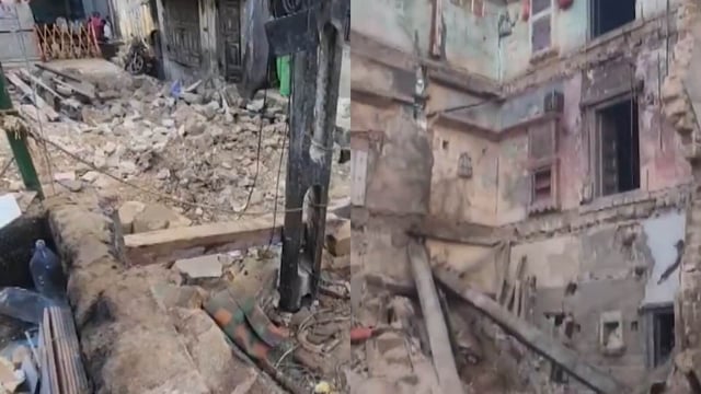 An 80-year-old residential building collapsed in Veraval on Monday