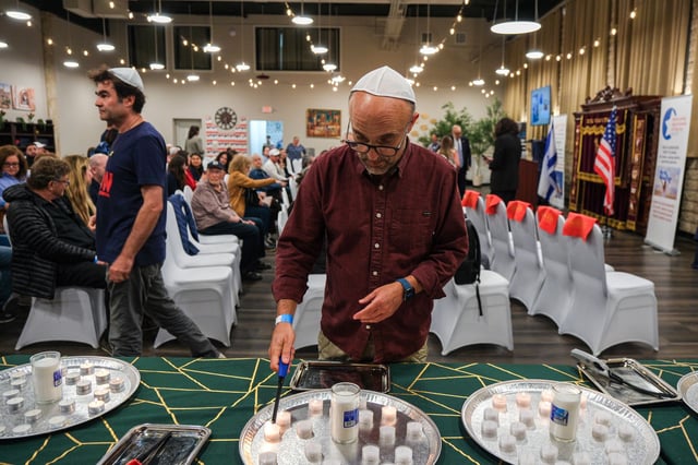 Members of the Bay Area Jewish community grieve Sunday in San Francisco’s Richmond District during a commemoration of Hamas’ Oct. 7, 2023, attack on Israel. 
