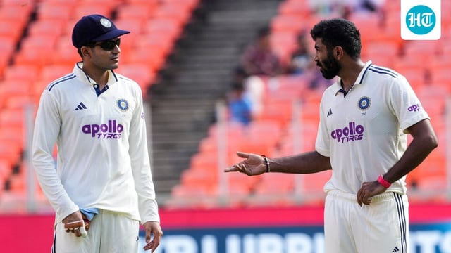 India's captain Shubman Gill with teammate Jasprit Bumrah. 