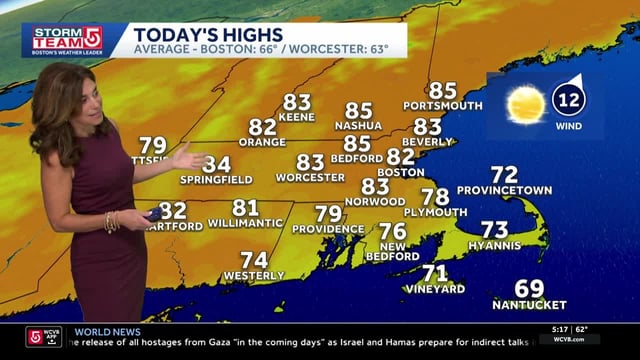 Get the latest Boston-area weather forecast.