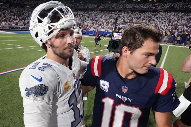 Drake Maye out-dueled Josh Allen on Sunday.