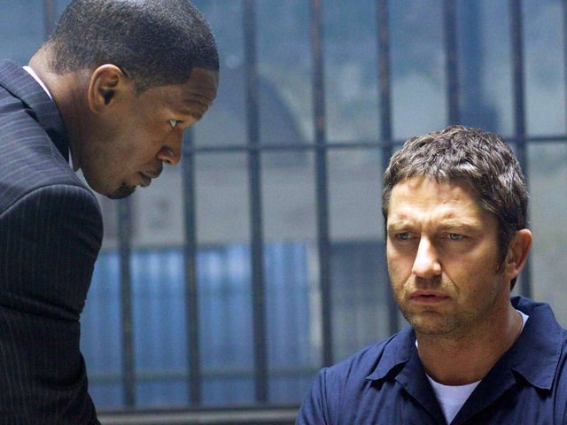 Jamie Foxx and Gerard Butler in "Law Abiding Citizen" movie (2009)
