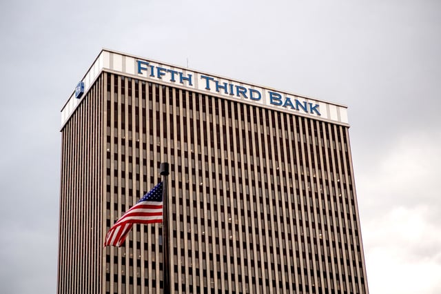 A Fifth Third Bank corporate building is seen in downtown Cincinnati, Ohio.