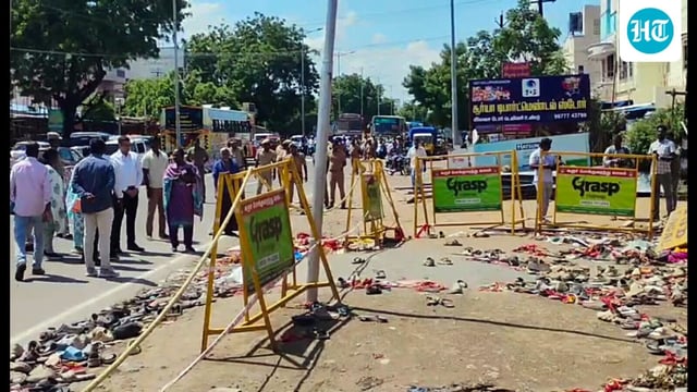 A special investigation team led by Inspector General of Police (North Zone) Asra Garg visits the Karur stampede spot to probe into the incident on Sunday. (ANI Video Grab)