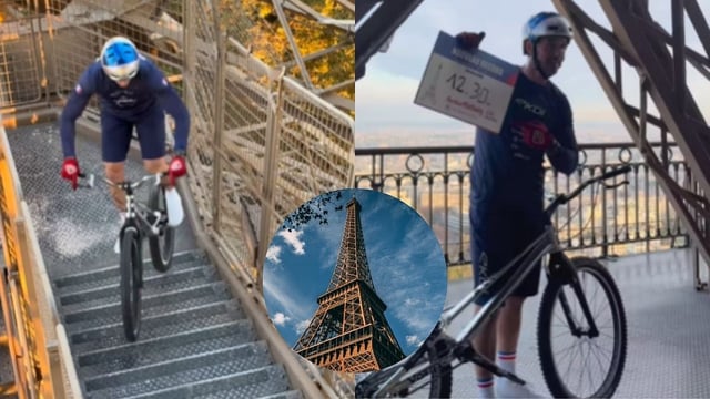 '686 Steps In 12.5 Minutes': French Cyclist Becomes Fastest Ever To Climb Eiffel Tower On An All-Terrain Bike, Breaks