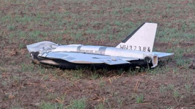 A damaged drone near the eastern Polish village of Czosnowka last month