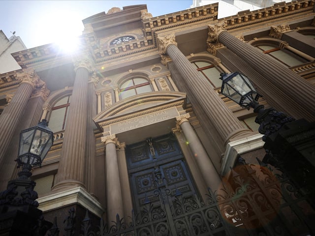 FILE PHOTO: A view shows Argentina's Central Bank's old facade after its restoration, in Buenos Aires, Argentina January 31, 2025. REUTERS/Agustin Marcarian/File Photo  BANCO CENTRAL VISTA