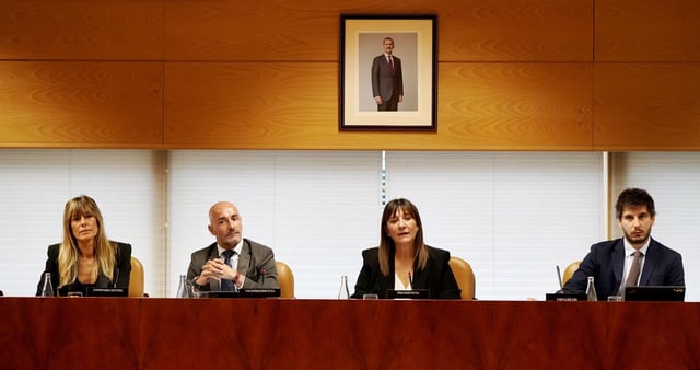Begoña Gómez, esposa de Pedro Sánchez, durante su comparecencia en la Asamblea de Madrid.