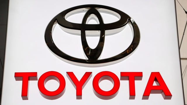 The Toyota logo is displayed at the Pittsburgh Auto Show on Feb. 15, 2018. Toyota is recalling 32,733 vehicles in Canada due to a rearview camera defect that increases the risk of a crash, Transport Canada said in a notice last week. 