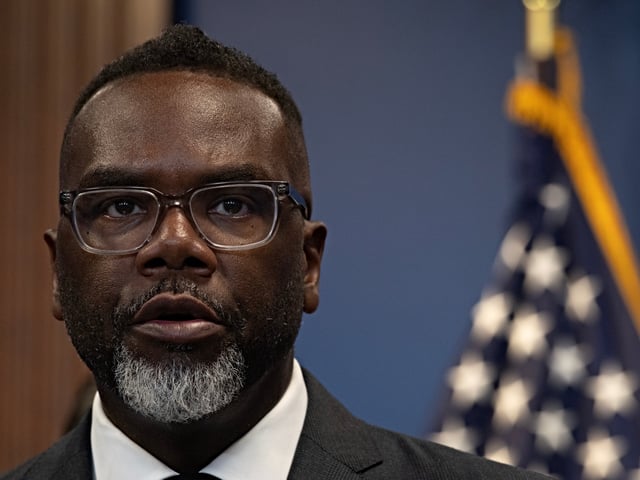 CHICAGO, ILLINOIS - SEPTEMBER 02: Chicago Mayor Brandon Johnson speaks during a press conference on September 02, 2025 in Chicago, Illinois. He and Illinois Governor JB Pritzker called the press conference along with other political leaders to address President Donald Trump's threat to bring the National Guard and an influx of ICE agents into the city to help control crime. (Photo by Scott Olson/Getty Images)