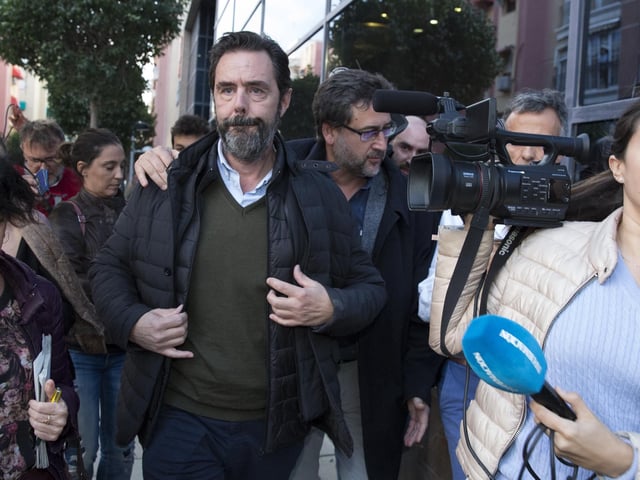 Miguel López, nada más conocer el veredicto del jurado que le declaraba no culpable del asesinato de su suegra.