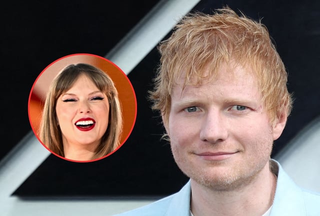 Taylor Swift reveló lo que habló con Ed Sheeran en la boda de Selena Gomez y Benny Blanco. (Foto: JULIEN DE ROSA / HENRY NICHOLLS / AFP)