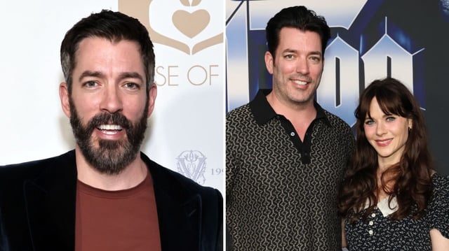 Drew Scott, Jonathan Scott, and Zooey Deschanel