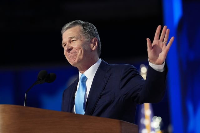Former North Carolina Governor Roy Cooper speaks during the Democratic National Convention on August 22, 2024 in Washington, D.C.