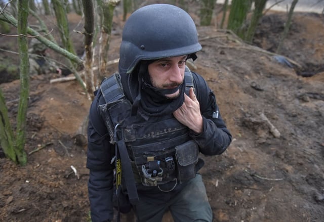 Antoni Lallican, sur le front dans la région de Donetsk (Ukraine), le 26 février 2023.