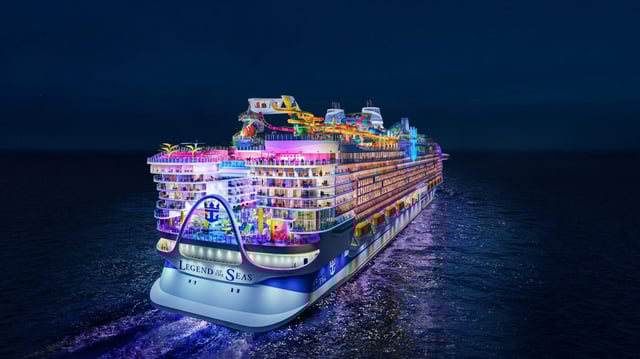 Royal Caribbean’s Legend of the Seas, the company’s third Icon-class ship, is set to arrive in Fort Lauderdale in November 2026. (Courtesy of Royal Caribbean)