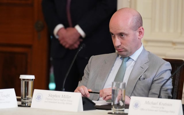 White House deputy chief of staff Stephen Miller attends a Make America Healthy Again (MAHA) Commission Event in the East Room of the White House, Thursday, May 22, 2025.
