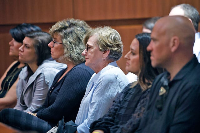John O'Keefe's family in court, mother Peggy O'Keefe at center and brother Paul O'Keefe at right, as the Karen Read defense team argues at the Massachusetts Supreme Judicial Court to have some of the charges against her thrown out on Wednesday, Nov. 6, 2024.