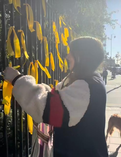 The ribbons were tied to railings in Fortis Green Road, Muswell Hill, north London (Photo: Miranda Levy)
