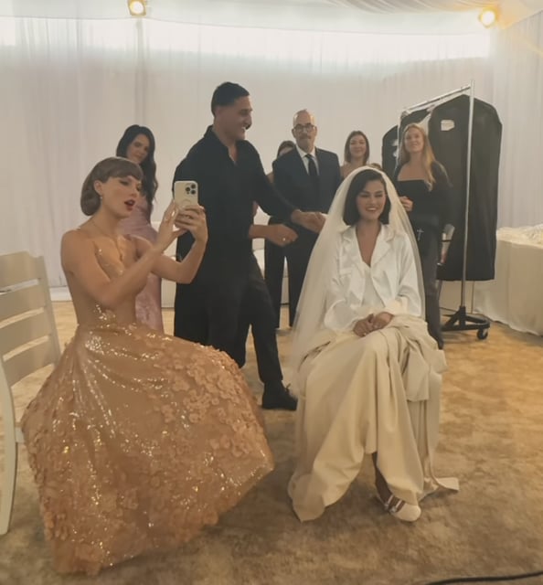 Selena Gomez shared video and photos of her and Taylor Swift at her wedding.