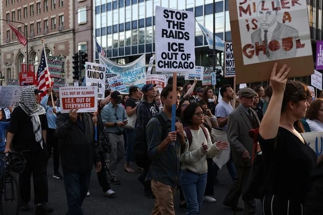 Fotografía de archivo de una protesta contra el ICE en Chicago, Illinois, EE. UU. Foto: EFE/EPA/Able Uribe