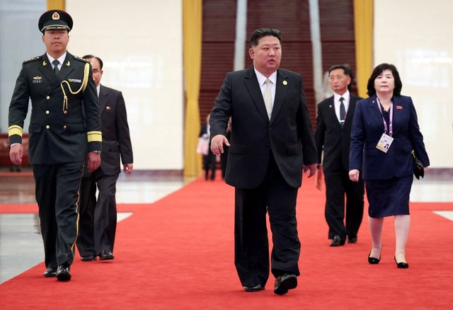 North Korean leader Kim Jong Un arrives for a meeting with Russian President Vladimir Putin in Beijing, China September 3, 2025. Sputnik/Alexander Kazakov/Pool via REUTERS