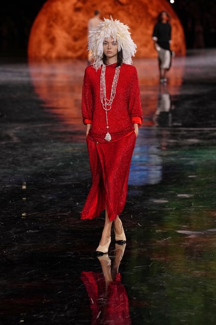 A model wears a creation as part of the Chanel Spring/Summer 2026 collection presented in Paris, Monday, Oct. 6, 2025. (AP Photo/Aurelien Morissard)