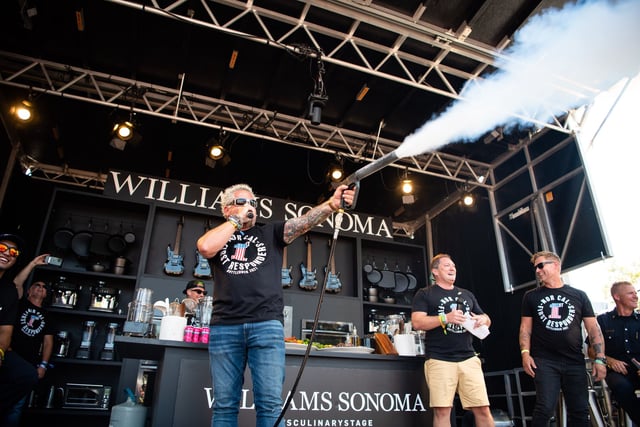 Guy Fieri at BottleRock Napa Valley on September 4, 2021. In a new interview, Fieri revealed how thieves stole $1 million in Santo Spirits tequila using a fake trucking scam, calling it a “Goodfellas”-style heist.