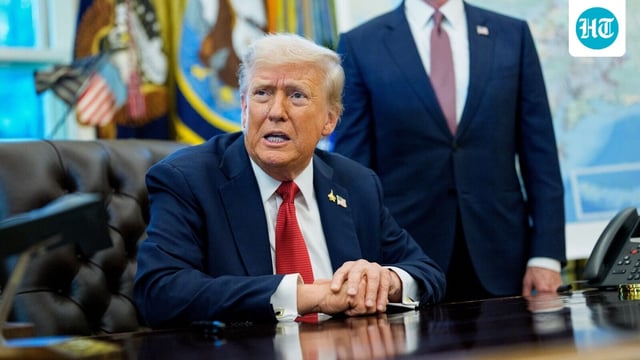 US President Donald Trump speaks in the Oval Office of the White House in Washington, DC, US, on Monday, Oct. 6, 2025. 