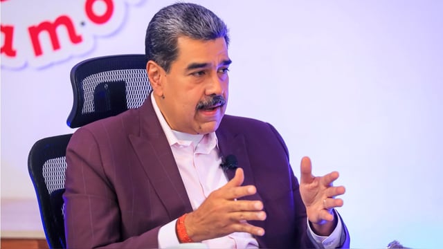 Nicolás Maduro en un acto del régimen este lunes en Caracas.