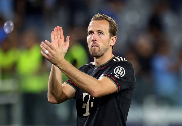 Bayern Munich's Harry Kane applauds fans after a UEFA Champions League match in Cyprus in September 2025. REUTERS/Yiannis Kourtoglou/File Photo