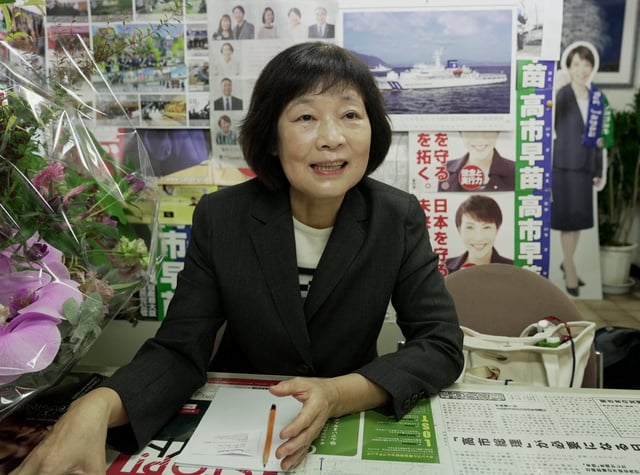Motoko Shimada, childhood friend and primary school classmate of Sanae Takaichi, the newly elected president leader of Japan's ruling Liberal Democratic Party (LDP), speaks during an interview with Reuters at Takaichi’s constituency office in Yamatokoriyama, Nara Prefecture, Japan, October 6, 2025. REUTERS/Joseph Campbell