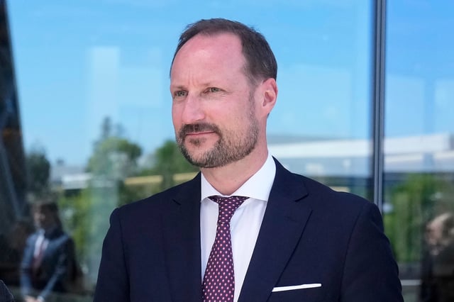 FILE - Norwegian Crown Prince Haakon is photographed outside of a NVIDIA office in Santa Clara, Calif., April 16, 2024. (AP Photo/Jeff Chiu, File)