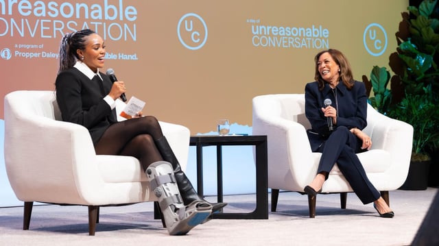 Napheesa Collier and Vice President Kamala Harris. Photo: Lindsay Rosenberg