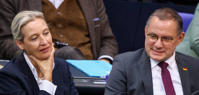 Die AfD-Parteichefs Alice Weidel und Tino Chrupalla können sich über steigende Beliebtheitswerte freuen
