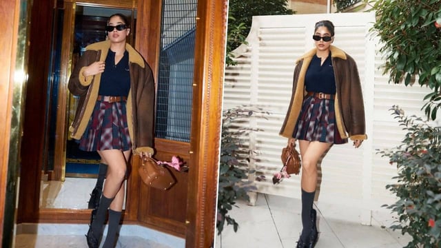Janhvi Kapoor's Miu Miu Outfit At Paris Fashion Week Is An Ode To Britney Spears' Hit Me Baby One More Time | Image: X