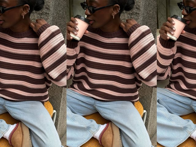 live wears pink and brown striped shirt