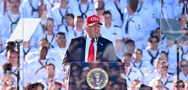 US-Präsident Donald Trump am 6. Oktober 2025 bei seiner Rede zum 250. Jubiläum der US Navy