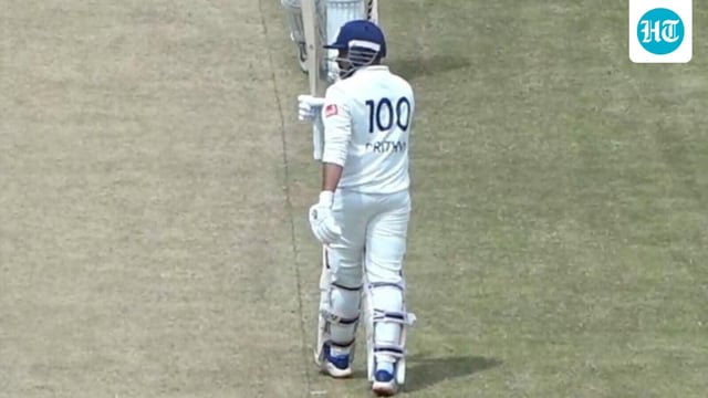Prithvi Shaw slams a 140-ball century against Mumbai in a warm-up match.