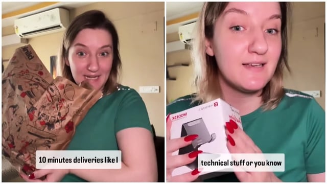 Ukrainian woman living in Kolkata just cannot get enough of Blinkit, shares video (Photo: @viktoriia.chakraborty/Instagram)